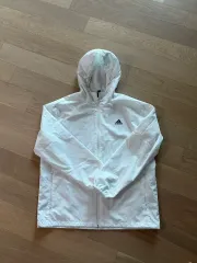 アディダス 白 ウィンドブレーカー フードジップアップ