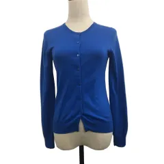 マカフィー MACPHEE トゥモローランド カーディガン ニット クルーネック 無地 ウール 長袖 1 青 ブルー