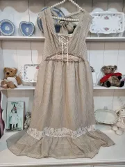 axes femme ベージュ チェック リボン コルセット ONE PIECE