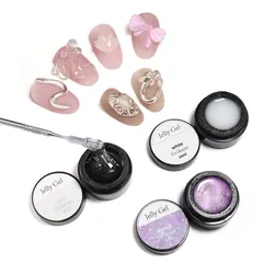 10g*3個セット Gel Jelly リングネイル 3Dネイル ネイルチップ接着剤 パーツ固定ジェル ネイルグルー ノンワイプ グミジェル クレイジェル ジェルネイル クリア 粘土ジェル