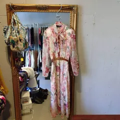 @ ZARA ザラ BASIC ベーシック 花柄 総柄 ワンピース ロング ピンク 桃色　シフォン　お呼ばれ　デート　オフィスカジュアル　食事会