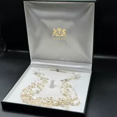 2025_0002 エステール ESTELLE 淡水パール 5連 ネックレス SILVER刻印 33cm 真珠 ホワイト系 ジュエリー ケース付