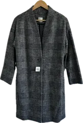 ZK32 【美品】NOLLEY'Sノーリーズ　ロングコート　アウター　グレー　グレンチェック　レディース　38サイズ
