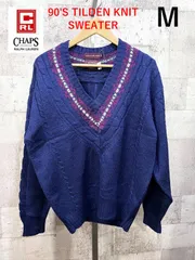 90'S チャップス ラルフローレン ウール チルデンセーター M 大きめ CHAPS RALPHLAUREN ケーブルニット