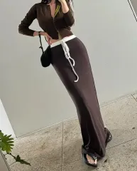 バイカラー ロング スカート