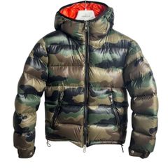 MONCLER ダウンジャケット カモフラージュ柄 ウール切替 - メルカリ