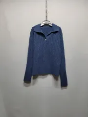 ケーブル編み カラーネック ニット