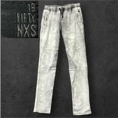 00s Y2K NO EXCESS 極細 バイカーパンツ スキニー デニム グレー  テック ギミック パンク グランジ ストレッチ スウェット デニム ジョグジーンズ スリム テーパード ユーロ 古着 アーカイブ メンズ レディース ユニセックス 蛇腹