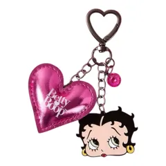 Betty Boop 　ベティちゃん　キーホルダー　ベティブープ　ピンク　ハート型 　キーチェーン 　バッグチャーム　キーチャーム　スクバキーホルダー　ギフト　大人可愛い　可愛い　アメコミ　キャラクター　レトロ　ギフト　プレゼント　海外雑貨のサムネイル