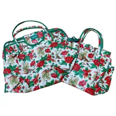 RE277 【まとめ売り】FEILER フェイラー 花柄 ナイロン ハンドバッグ　トラベルバッグ　花柄　フラワー　レディース　旅行　レトロ　整理　オシャレ