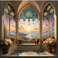 【売りつくしセール中】ダイヤモンド アートキット 【ステンドグラスと美しい風景】 ラウンドビーズ　37-1