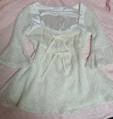 3点セット LIZ LISA アイボリー レース 2連リボン 金糸 ブラウス ニット キュロット