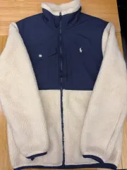 xs ポロ ラルフローレン ネイビー シープスキン ボア フリース ジップアップ ジャケット