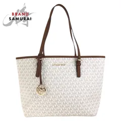 超美品 Michael Kors マイケルコース ホワイト ブラウン ゴールド金具 PVC トートバッグ ショルダーバッグ レディース 503756【中古】