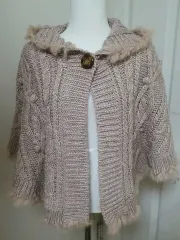 アースミュージック 森ガール ピンクベージュケープ ブラックファー・パープル 몽글 ヴィンテージ earthmusic