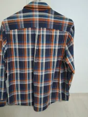 オレンジ/ネイビー CHECK シャツ