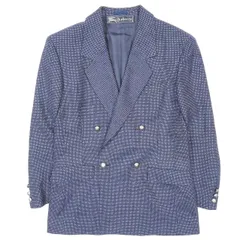 美品 90s ヴィンテージ バーバリーズ Vintage Burberrys 英国製 ダブルブレスト チェック柄 ジャケット ブレザー ウール ロゴボタン 上着 オールド ビンテージ ネイビー メンズ YBA11