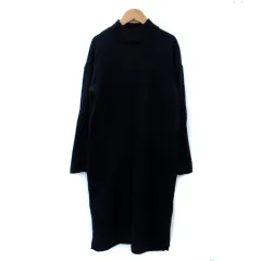 レイビームス Ray Beams ニットワンピース ロング丈 長袖 ハイネック 紺 ネイビー /SM26