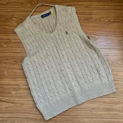POLO RALPH LAUREN ケーブルニットベスト グレージュ コットン100％ 上品 定番 Re:Wear シェノン