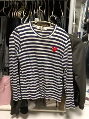 COMME des GARCONS PLAY ネイビー ストライプ Tシャツ M