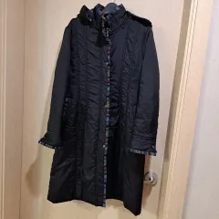 ブラック ロング ダウン コート フード 取り外し 可能 サイズ 66