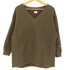 チャンピオン Champion 復刻 青 単色タグ REVERSE WEAVE リバースウィーブ Vネック 裏起毛 スウェット レディース JPN：M 