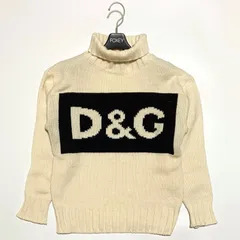 D&G DOLCE & GABBANA ドルチエアンドガッバーナ タートルネックニット D&Gビッグロゴ フロント ウール アイボリー FREE フリー