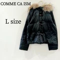 COMME CA ISM コムサイズム ダウンジャケット ダウン アウター フーディー ファー クロップド丈 ショート丈 もこもこ ブラック 黒 フード取り外し可能 レディース L