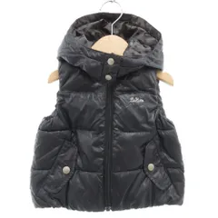 ベベ bebe 中綿ベスト 90 フード リバーシブル 総柄 無地 黒 ブラック /AE ■GY14