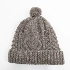 HIGHLAND2000 ケーブル編み ニット ウール 帽子 ニットキャップ ブラウン レディース ハイランド2000【中古】5-1215T◎