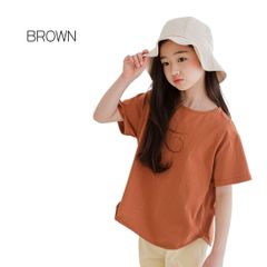 브라운 MINIROI 걸즈 프리미엄 반소매 T 셔츠 탑스 귀여운 느긋한 봄 여름 소녀 키즈 세련된 얇은 한국 어린이 옷 110cm 120cm 130cm 140cm 150cm