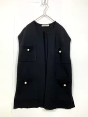 美品 UNFILO アンフィーロ 定価8990円 パールボタンニット ジレ ベスト sizeM/黒 ■■レディース