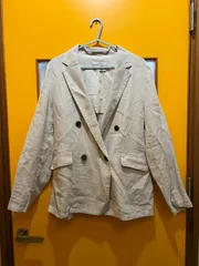 【H2-64】◇ SIMPLICITE　サイズ不明　リネンジャケット　ベージュ　レディース