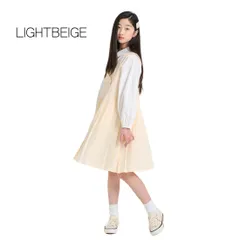 ライトベージュ MINIROI ガールズ ワンピース ノースリーブ ドレス トップス オールシーズン 快適 カジュアル フォーマル クラシカル 発表会 卒業式 結婚式 ひざ上 韓国子供服 110cm 120cm 130cm 140cm 150cm