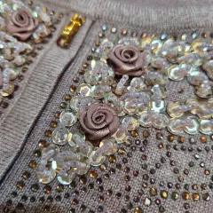 66 ヴィンテージローズ 刺繍 ビーズ カーディガン