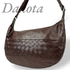 【B4401】 Dakota ダコタ ワンショルダーバッグ レザー シボ革 ダークブラウン フルジップ ユニセックス 編み込み シンプル