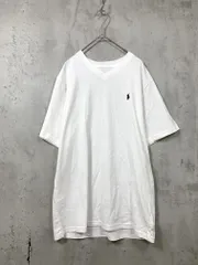 美品 POLO RALPH LAUREN ポロ ラルフローレン ワンポイント 半袖 Vネック Tシャツ sizeXL/白 ■■メンズ