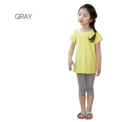 グレー MINIROI ガールズ スパッツ タイツ 五分丈 七分丈 パンツ ボトムス ウエストゴム 春夏 快適 カジュアル ストレッチ やわらかい すっきり フィット 韓国子供服 110cm 120cm 130cm