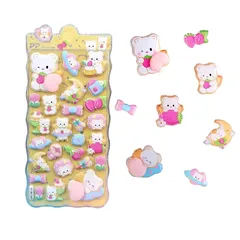 3d立体シール ぷにぷにシール 柔らかい 可愛い 動物ステッカー 貼り付け可能 子供 女の子 大人向け ご褒美/手帳/日記帳/水筒/携帯電話飾り用 小動物テーマ 知育玩具 ギフト (黄色いクマ) 1