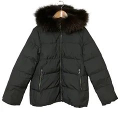 美品 NANO universe ナノユニバース LIMONTA チャイニーズラクーンファー ダウンコート 36 ブラック レディース 古着 中古 USED