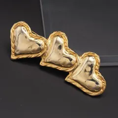L721 ブローチ 大ぶり ハート ゴールド デザイン コスチュームジュエリー