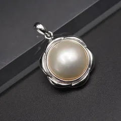 L218 マベパール 真珠 ペンダント トップ SILVER刻印 フラワー デザイン シルバー チャーム ヘッド 6月誕生石