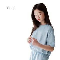 ブルー MINIROI 半袖Tシャツ 上下2点セット 無地 クルーネック ショートパンツ 短パン キッズ セットアップ 女の子 春夏 パステルカラー やわらかい おしゃれ 通学 韓国子供服 110cm 120cm 130cm 140cm 150cm