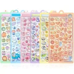 【6枚セット】3dシール 立体シール ぷくぷくぷっくり かわいい Ninrikidy おしゃれ デコシール 女の子 貼り付け可能 手芸用品 携帯電話飾り用 手帳用 DIY用 日記帳用 手芸用品 貼り付け可能（Bセット） 1