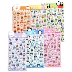 3Dシール ぷにぷに感触！3D立体動物シール ? 癒しのふかふか ツヤコレクション 【ふわもち立体】パステル動物3Dセット（全6デザイン）ステッカー (C) 0