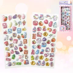 TattiOut 2026年新型更新中 シール ぷくぷく 2枚 中実【改良を重ねた 10種類以上】ぷっくり 立体 デコシール 3D ごほうび ステッカー うるつや ラメ付き 手帳デコ スマホケース うさぎ ねこ 猫 ペンギン キラキラ 推し活デコ 女の子  1