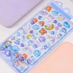 HAKONA 3d立体シール ごほうびシール帳 女の子 可愛い 実心立体浮き彫りステッカー ご褒美 デコ用 手帳/スマホケース/水筒 DIY 手芸用品 贈り物 (青いクマ-1枚セット) 0