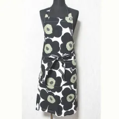 新品同様 marimekko マリメッコ ウニッコ エプロン ブラック×ホワイト レディース 古着 中古 USED