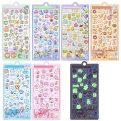 SUOKOMR シール かわいい エアーしーる ぷっくり 3D 夜光 立体 大量 4枚入り 8枚入り 6枚入り ごほうびシール デコ 室内装飾 プレゼント 携帯電話飾り用手帳用 DIY用 日記帳用 貼り付け可能 手芸用品 贈り物 (6) 1