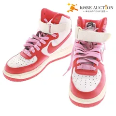 ● ナイキ NIKE スニーカー エアフォースワン AIR FORCE1 靴 レディース 22.5cm ホワイト レッド系